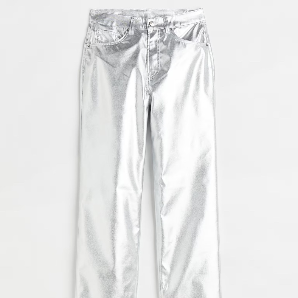 NWT H&M Silver 90's Straight Pants - SIZE 4